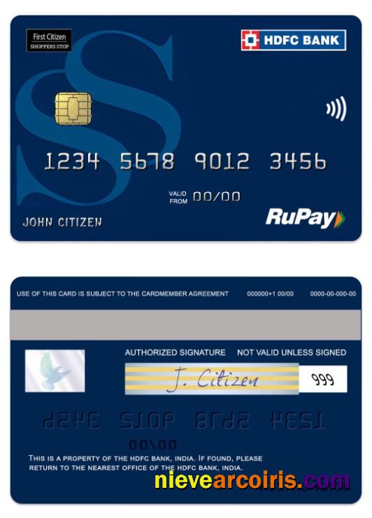 India HDFC Bank RuPay Shoppers Stop credit card